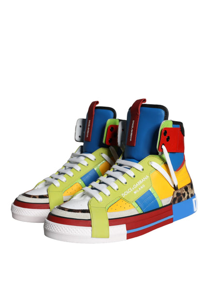 Dolce & Gabbana Multicolor Leather High Top Sneakers Shoes