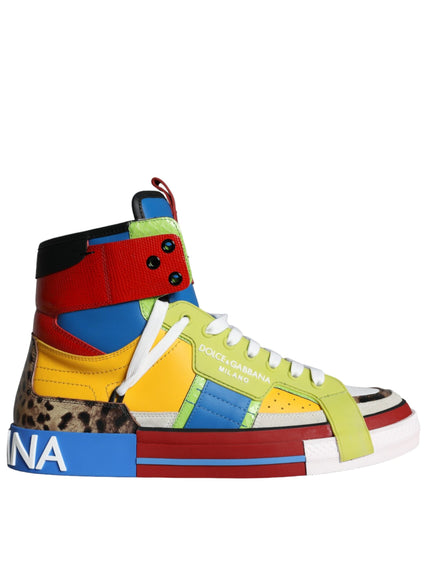 Dolce & Gabbana Multicolor Leather High Top Sneakers Shoes