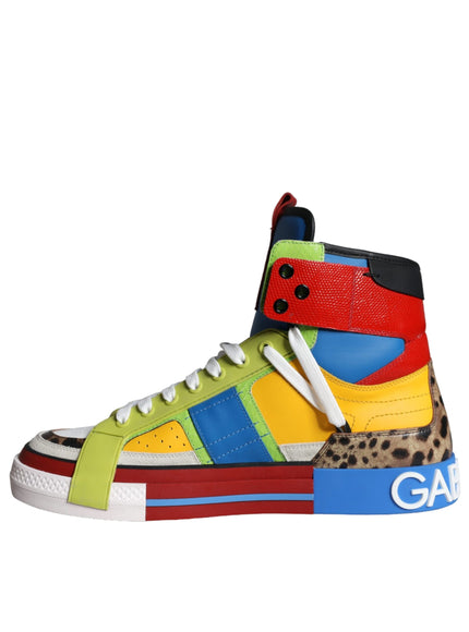 Dolce & Gabbana Multicolor Leather High Top Sneakers Shoes