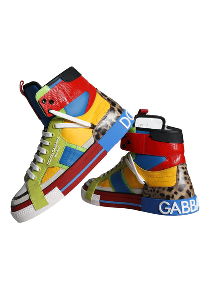 Dolce & Gabbana Multicolor Leather High Top Sneakers Shoes