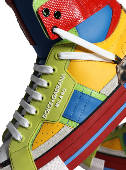 Dolce & Gabbana Multicolor Leather High Top Sneakers Shoes