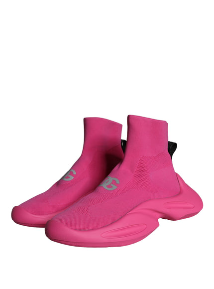 Dolce & Gabbana Pink Logo Print Slip On Socks Sneakers Shoes