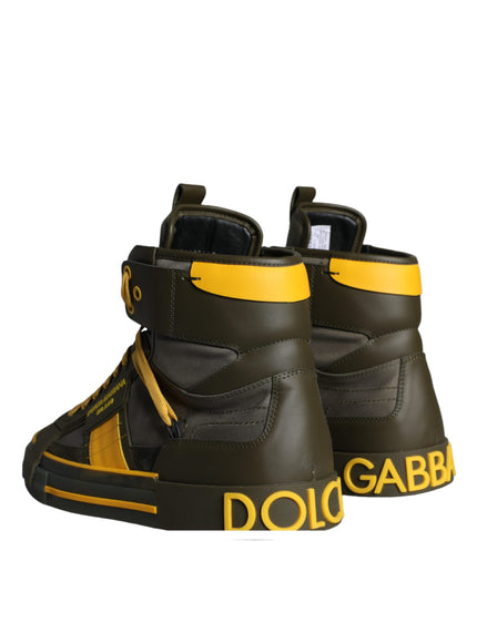 Dolce & Gabbana Army Green Lace Up High Top Sneakers Shoes