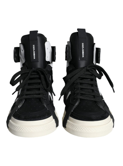 Dolce & Gabbana Black White Lace Up High Top Sneakers Shoes