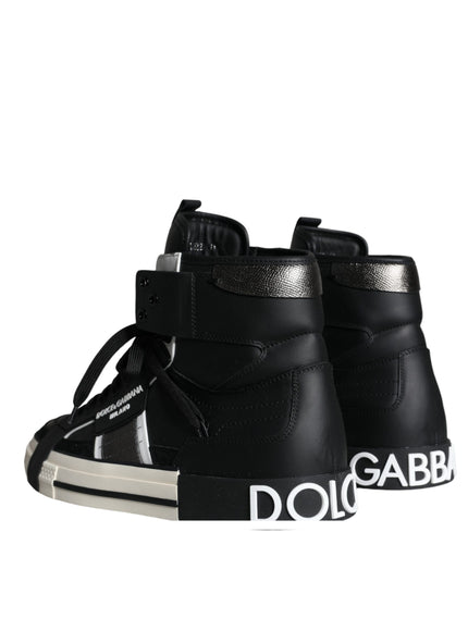 Dolce & Gabbana Black White Lace Up High Top Sneakers Shoes