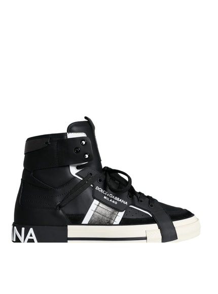 Dolce & Gabbana Black White Lace Up High Top Sneakers Shoes