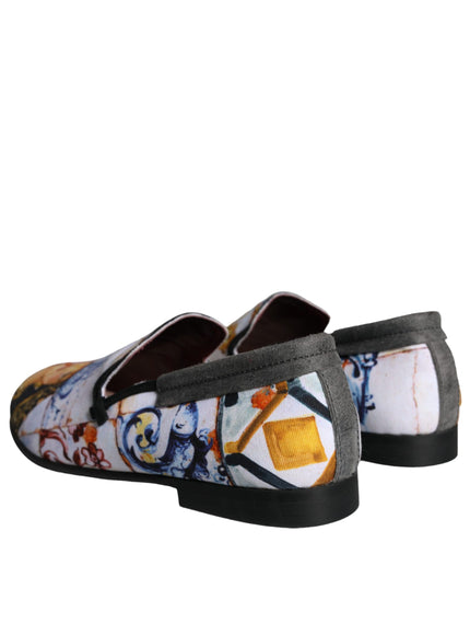 Dolce & Gabbana Multicolor Madonna Majolica Amalfi Men Loafers Shoes