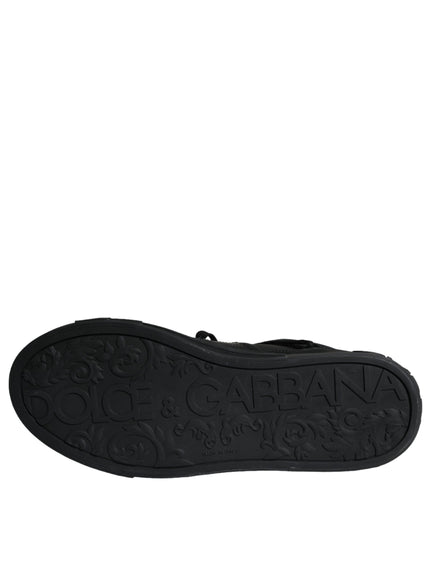 Dolce & Gabbana Black Leather High Top Logo Sneakers Shoes