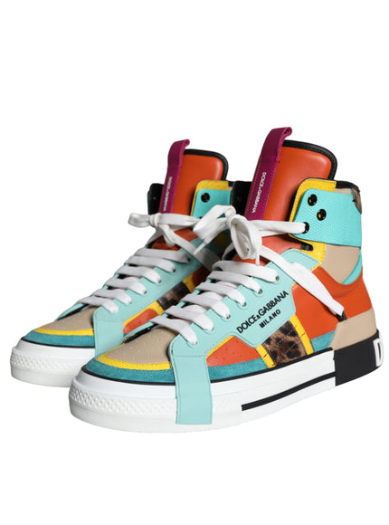 Dolce & Gabbana Multicolor Leather High Top Sneakers Shoes