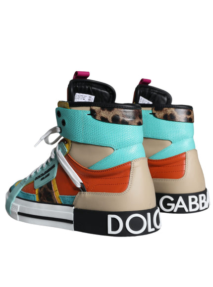 Dolce & Gabbana Multicolor Leather High Top Sneakers Shoes