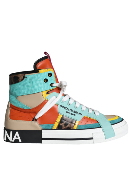 Dolce & Gabbana Multicolor Leather High Top Sneakers Shoes