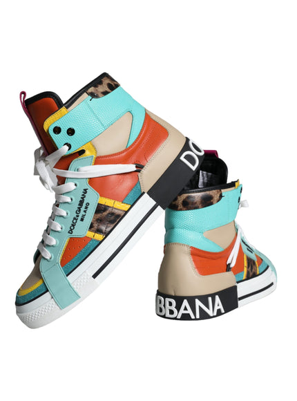 Dolce & Gabbana Multicolor Leather High Top Sneakers Shoes