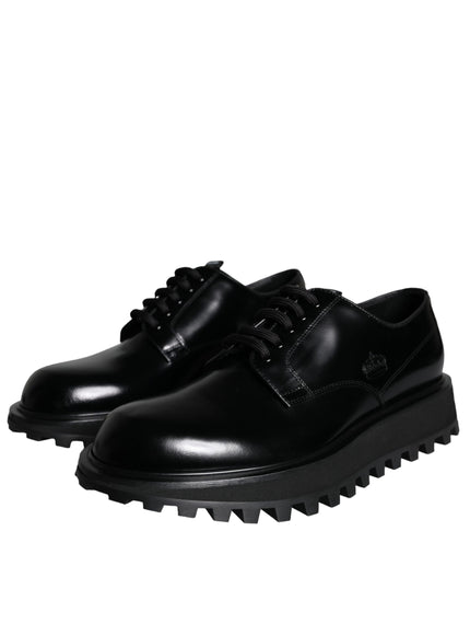 Dolce & Gabbana Black Calf Leather Derby Formal Dress Shoes