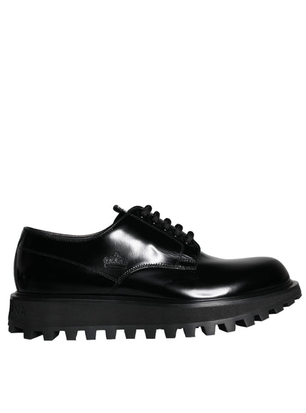 Dolce & Gabbana Black Calf Leather Derby Formal Dress Shoes