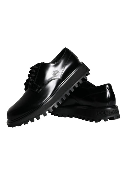 Dolce & Gabbana Black Calf Leather Derby Formal Dress Shoes