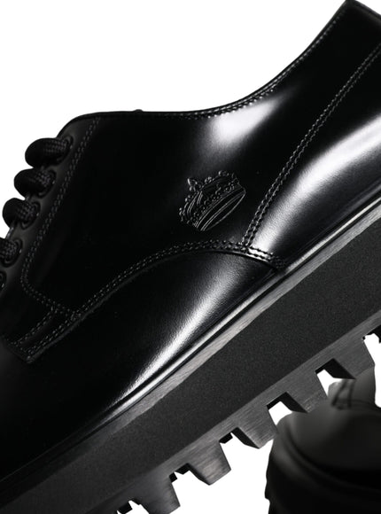 Dolce & Gabbana Black Calf Leather Derby Formal Dress Shoes