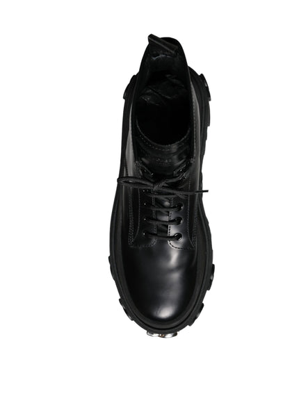 Dolce & Gabbana Black Lace Up Trekking Ankle Boots Men Shoes