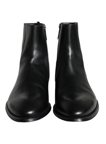 Dolce & Gabbana Black Calf Leather Men Ankle Boots Men Shoes