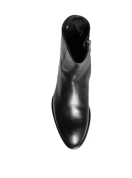 Dolce & Gabbana Black Calf Leather Men Ankle Boots Men Shoes