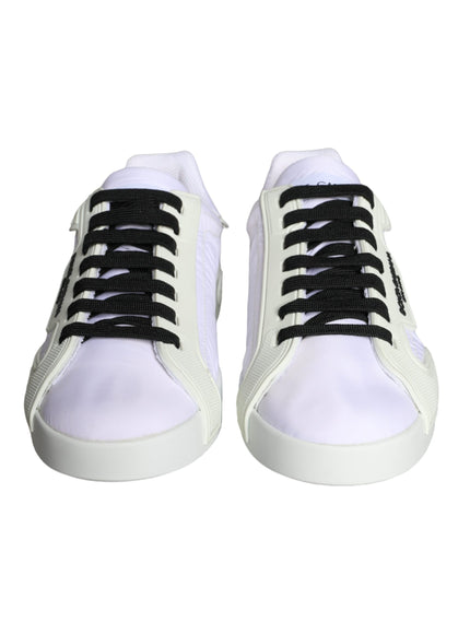 Dolce & Gabbana White Portofino Logo Low Top Trainers Sneakers Shoes