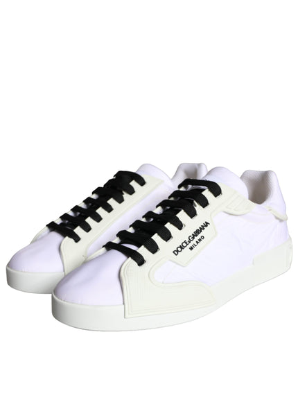 Dolce & Gabbana White Portofino Logo Low Top Trainers Sneakers Shoes