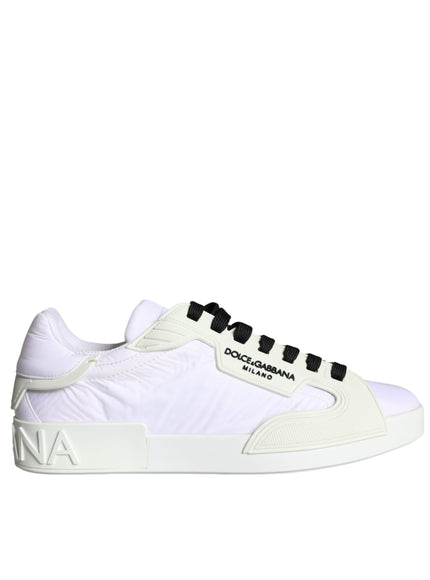 Dolce & Gabbana White Portofino Logo Low Top Trainers Sneakers Shoes