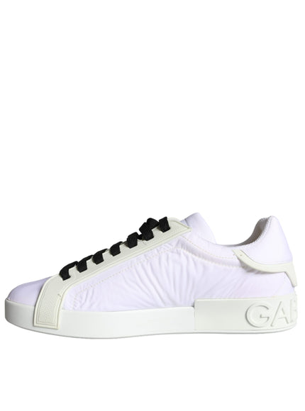 Dolce & Gabbana White Portofino Logo Low Top Trainers Sneakers Shoes