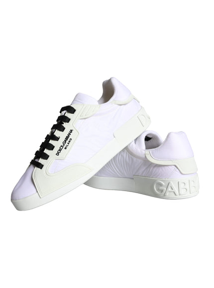 Dolce & Gabbana White Portofino Logo Low Top Trainers Sneakers Shoes