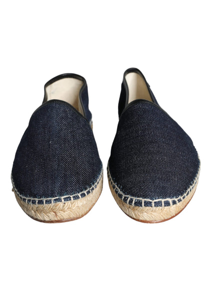 Dolce & Gabbana Blue Denim Cotton Leather Espadrilles Shoes