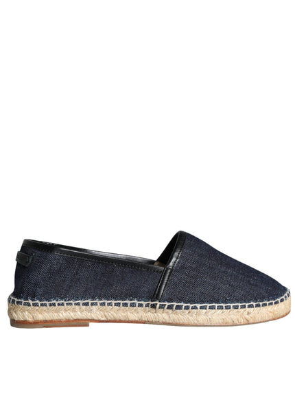 Dolce & Gabbana Blue Denim Cotton Leather Espadrilles Shoes