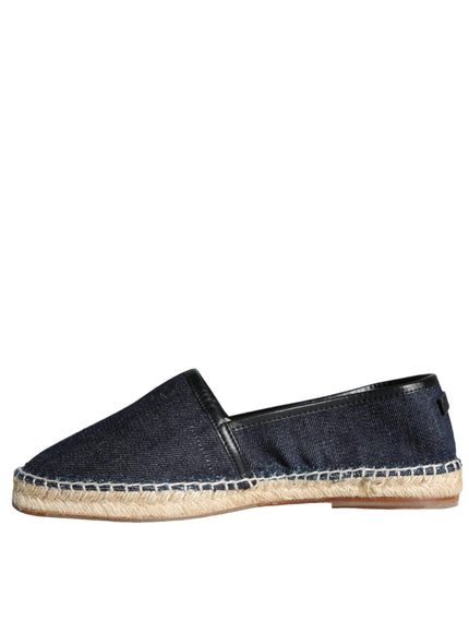 Dolce & Gabbana Blue Denim Cotton Leather Espadrilles Shoes