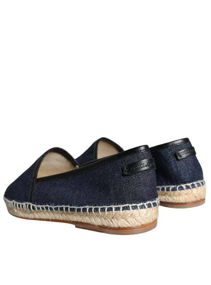 Dolce & Gabbana Blue Denim Cotton Leather Espadrilles Shoes