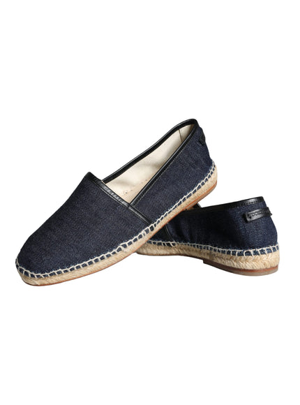 Dolce & Gabbana Blue Denim Cotton Leather Espadrilles Shoes