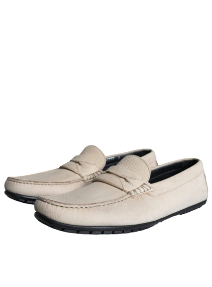 Dolce & Gabbana Beige Leather Slip Mocassin Loafers Men Shoes