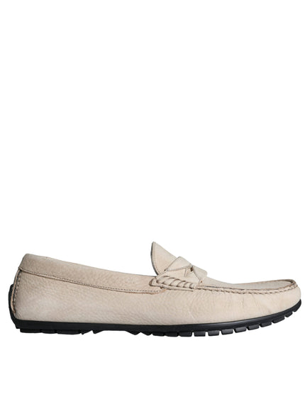 Dolce & Gabbana Beige Leather Slip Mocassin Loafers Men Shoes