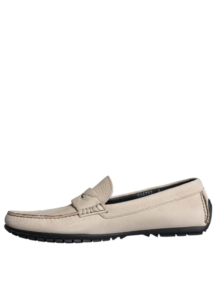 Dolce & Gabbana Beige Leather Slip Mocassin Loafers Men Shoes