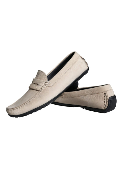 Dolce & Gabbana Beige Leather Slip Mocassin Loafers Men Shoes