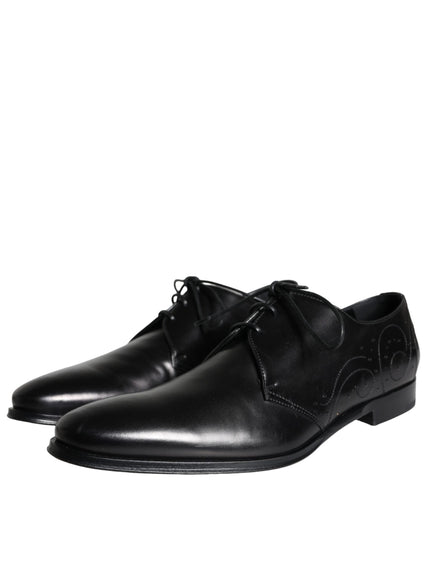 Dolce & Gabbana Black Calfskin Leather Derby Men Dress Shoes