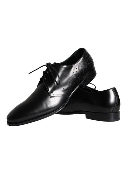 Dolce & Gabbana Black Calfskin Leather Derby Men Dress Shoes