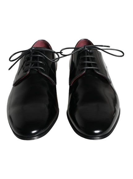 Dolce & Gabbana Black Calfskin Leather Derby Dress Men Shoes