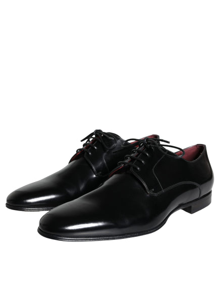 Dolce & Gabbana Black Calfskin Leather Derby Dress Men Shoes