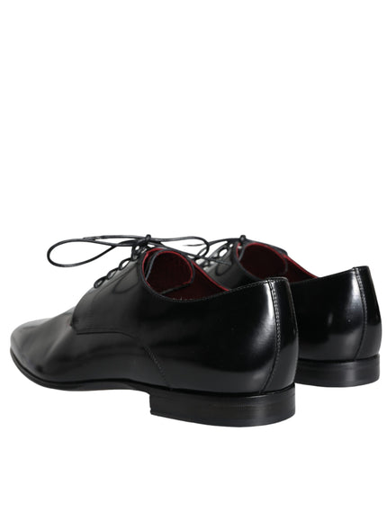 Dolce & Gabbana Black Calfskin Leather Derby Dress Men Shoes