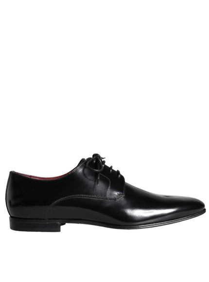 Dolce & Gabbana Black Calfskin Leather Derby Dress Men Shoes