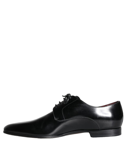 Dolce & Gabbana Black Calfskin Leather Derby Dress Men Shoes