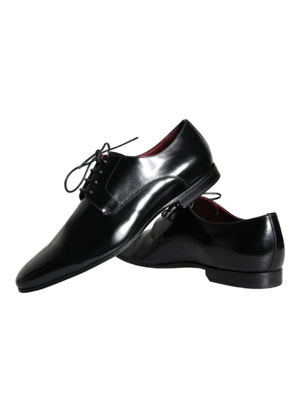 Dolce & Gabbana Black Calfskin Leather Derby Dress Men Shoes