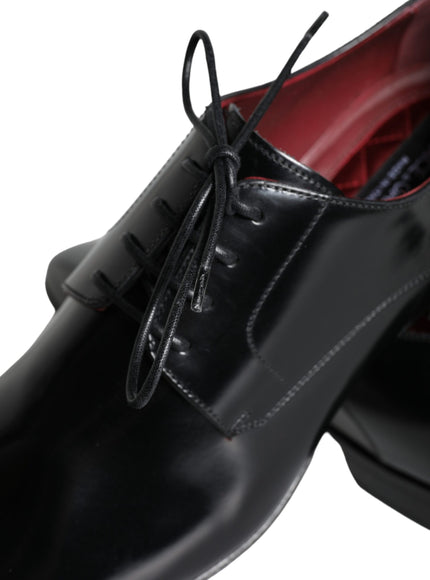 Dolce & Gabbana Black Calfskin Leather Derby Dress Men Shoes