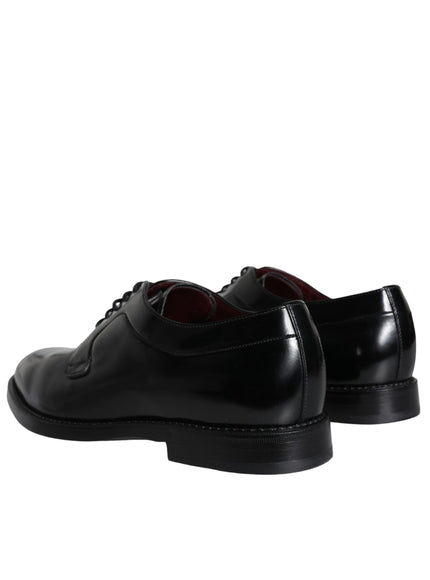 Dolce & Gabbana Black Calfskin Leather Derby Men Dress Shoes