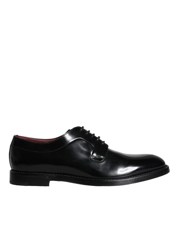 Dolce & Gabbana Black Calfskin Leather Derby Men Dress Shoes