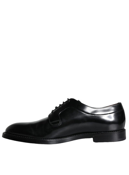 Dolce & Gabbana Black Calfskin Leather Derby Men Dress Shoes