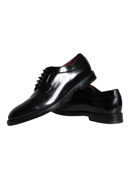 Dolce & Gabbana Black Calfskin Leather Derby Men Dress Shoes